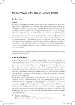 Market Power in the Czech Banking Sector