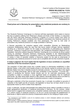 Fixed prices set in Germany for prescription-only - curia