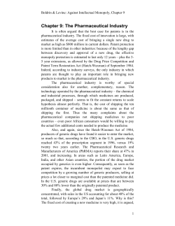 Chapter 9: The Pharmaceutical Industry