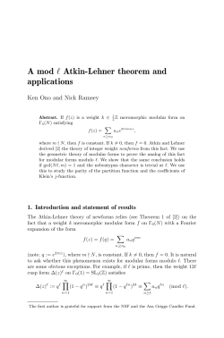A mod l Atkin-Lehner theorem and applications