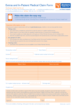 Extras and In-Patient Medical Claim Form