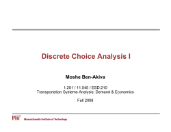 Discrete choice analysis I