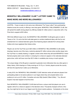 monopoly millionaires` club&trade; lottery game to make