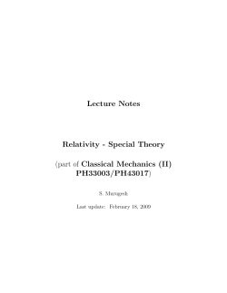 Lecture Notes Relativity - Special Theory (part of Classical