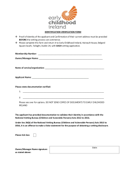 IDENTIFICATION VERIFICATION FORM Proof of Identity of the
