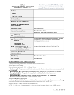 FORM K ACCREDITATION BODY (AB) WITNESS ASSESSMENT