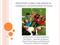 INVENTING GAMES AND PHYSICAL LITERACY: AN INVITATION