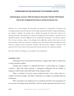 APPROACHES ON THE INSOLVENCY OF ECONOMIC AGENTS