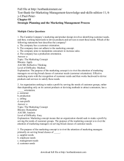 Chapter 01 Strategic Planning and the Marketing