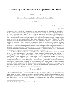 The Beauty of Mathematics - A Rough Sketch for a Proof