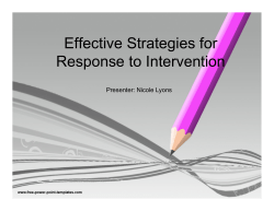 Effective Strategies for Response to Intervention
