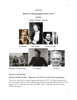 History of Anthropological Theory, Part I