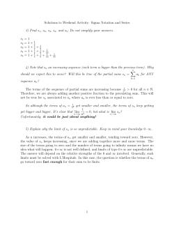 Solutions to Weekend Activity: Sigma Notation and Series 3) Find s1