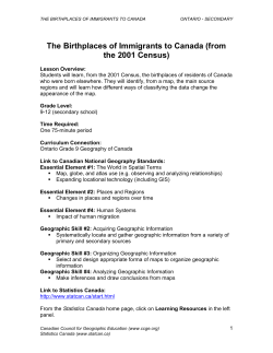 The Birthplaces of Immigrants to Canada