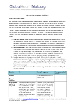 Job Interview Preparation Worksheet