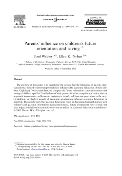Parents` influence on children`s future orientation and saving
