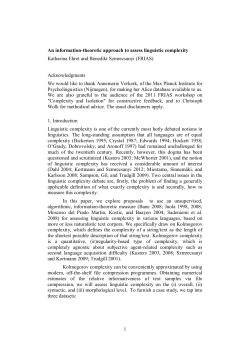 1 An information-theoretic approach to assess linguistic complexity