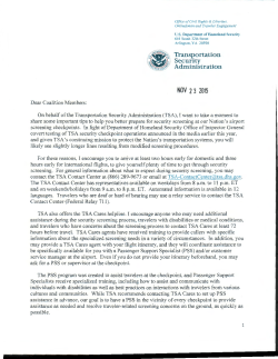 Letter to Coalition Members from TSA Assistant Administrator