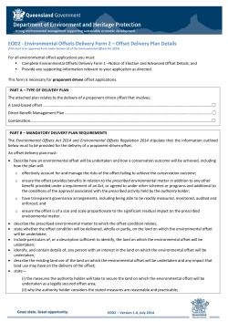 EOD2 - Environmental Offsets Delivery Form 2 * Offset Delivery Plan