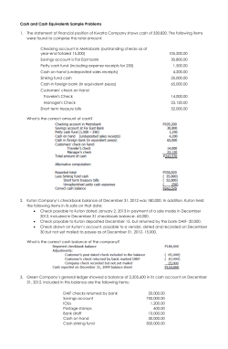 Cash and Cash Equivalents Sample Problems