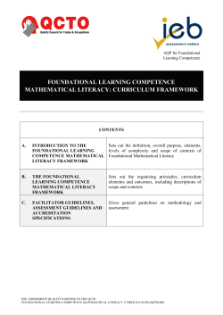 Maths Literacy Curriculum Framework