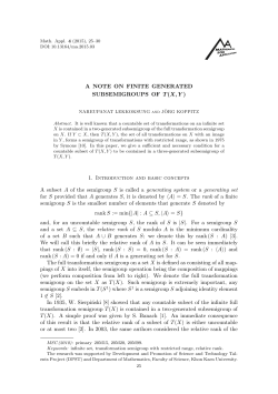 A NOTE ON FINITE GENERATED SUBSEMIGROUPS OF T(X, Y ) 1