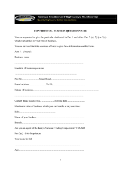 Confidential Business Questionnaire