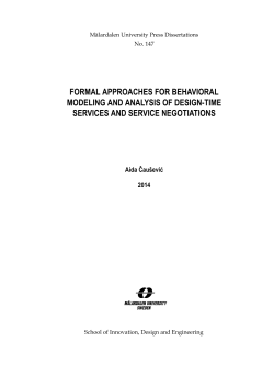 formal approaches for behavioral modeling and