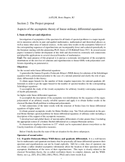 The Project proposal Aspects of the asymptotic theory of linear