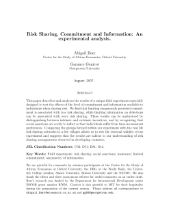 Risk Sharing, Commitment and Information: An experimental analysis.