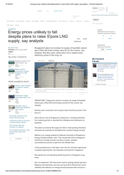 Energy prices unlikely to fall despite plans to raise S`pore