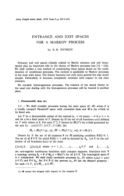 entrance and exit spaces for a markov process