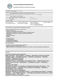 Universit&agrave; degli Studi della Basilicata - Economia