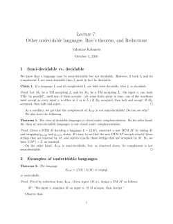 Lecture 7: Other undecidable languages, Rice`s theorem, and