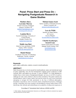Panel: Press Start and Press On &ndash; Navigating Postgraduate