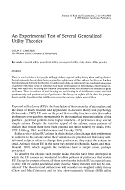 An experimental test of several generalized utility theories