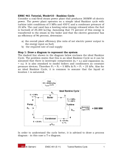 ENSC 461 Tutorial, Week#10 - Rankine Cycle Consider a
