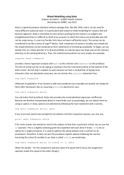 Mixed Modelling using Stata