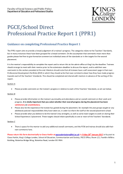 Guidance on completing Professional Practice Report 1