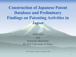 Construction of Japanese Patent Database and Preliminary
