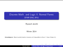 Discrete Math. and Logic II. Normal Forms