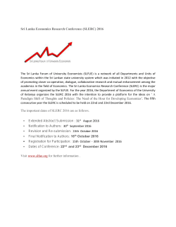 Sri Lanka Economics Research Conference (SLERC) 2016 The