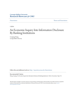 An Economic Inquiry Into Information Disclosure By Banking
