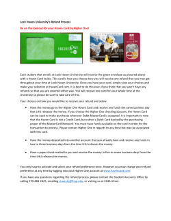 Lock Haven University`s Refund Process Be on the lookout for your