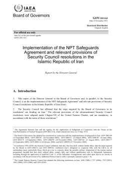 Implementation of the NPT Safeguards Agreement and relevant