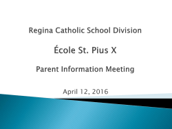 Ecole St. Pius X School Parent Information Meeting