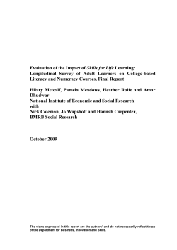 Evaluation of the Impact of Skills for Life Learning