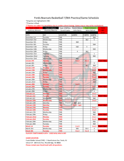 Fords Bearcats Basketball 7/8th Practice/Game Schedule