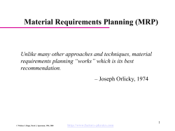 Material Requirements Planning