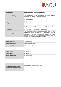 Reimbursement of Actual Expenses Policy